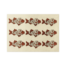 Load image into Gallery viewer, Set of 4, Beige color, Nine Fish motif, Placemats, Size: approx. 33 CMS x 45 CMS, by SILKCASA
