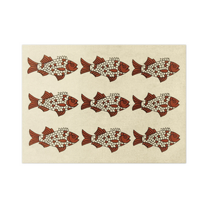 Set of 4, Beige color, Nine Fish motif, Placemats, Size: approx. 33 CMS x 45 CMS, by SILKCASA